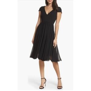 NWT Dress the Population Corey Black V neck dress Large cocktail LBD Party